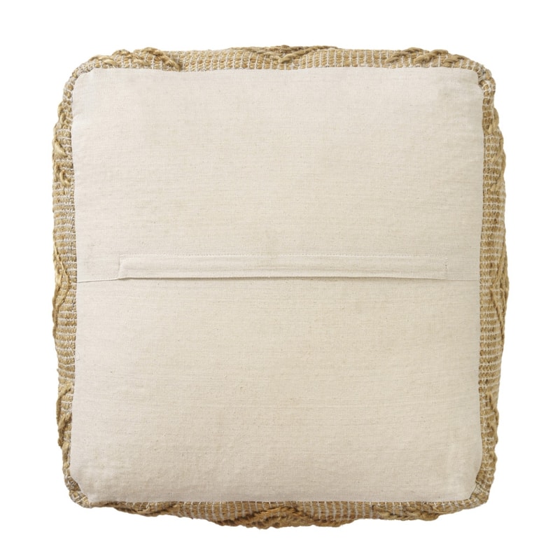 HomeRoots 18" Natural Jute Blend Cube Geometric Pouf Ottoman