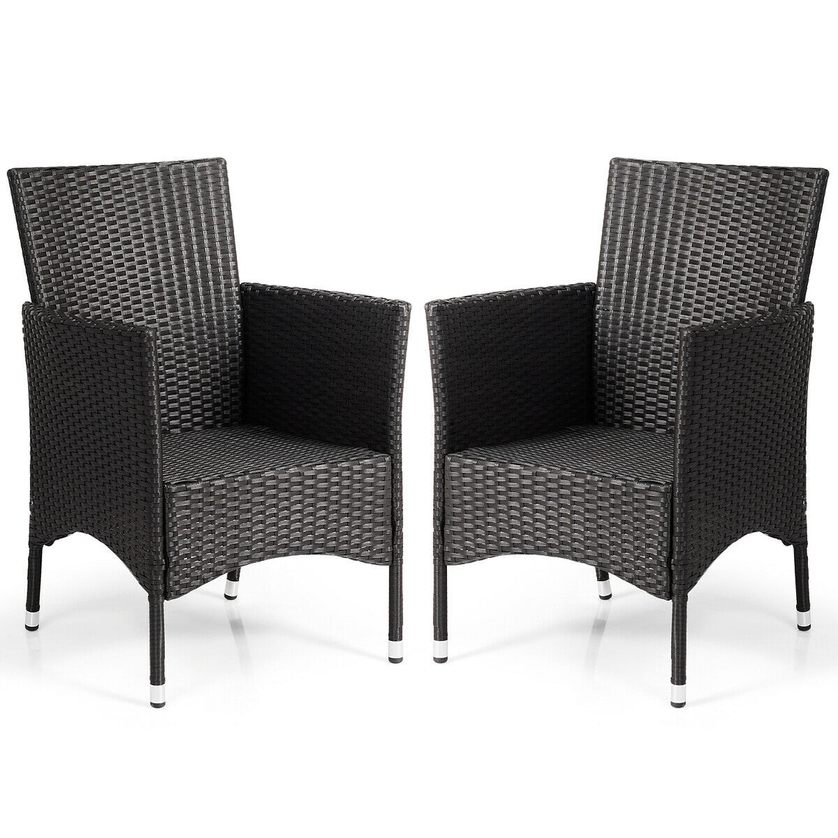 Shop Gymax 2pc Patio Rattan Wicker Dining Chairs Set Black With 2