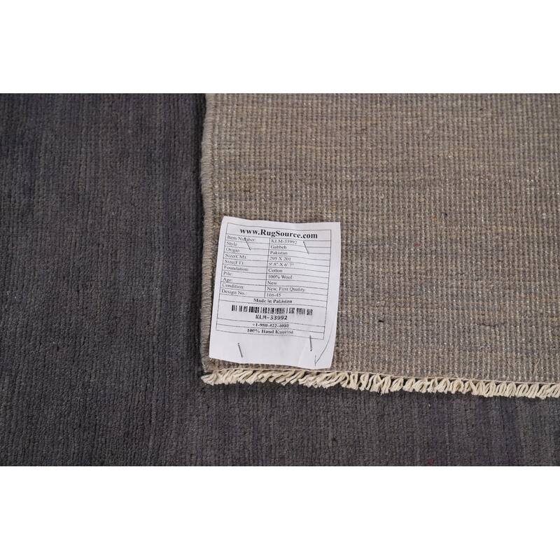 Modern Gray Blue Gabbeh Area Rug Handmade Wool Carpet - 6'7" x 9'8"