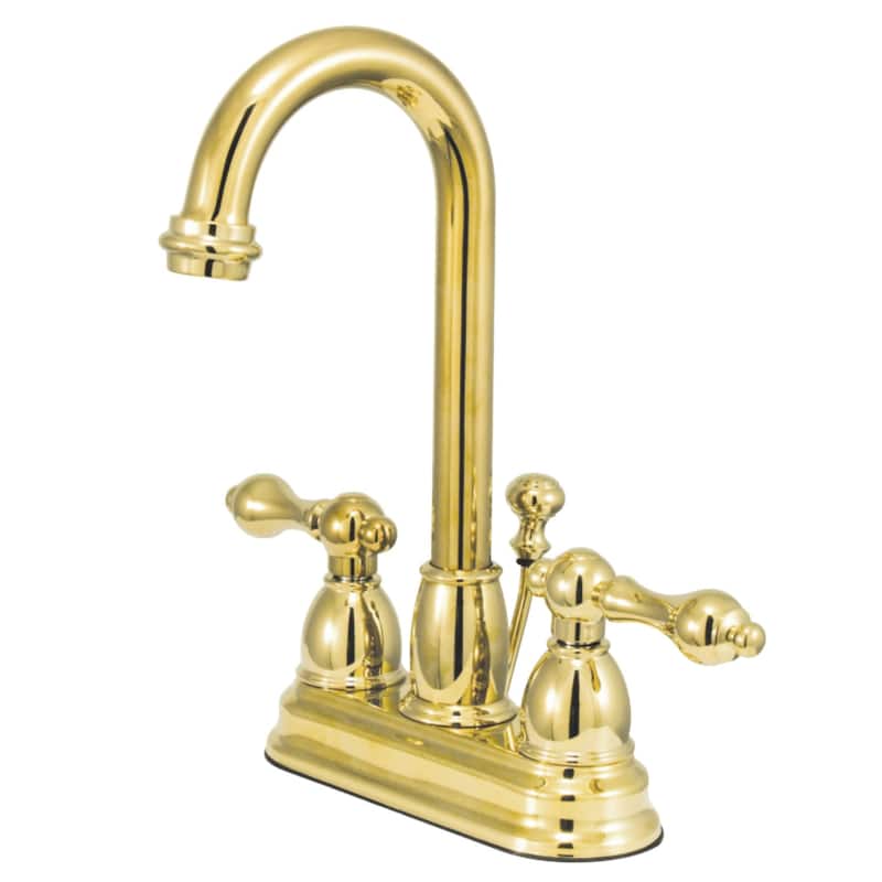 Kingston Brass Restoration Centerset Bathroom Faucet with Pop-Up Drain - Polished Brass