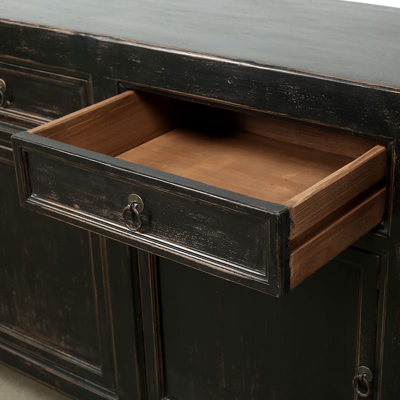 Four Drawers Sideboard Distressed Black 93x18x35H