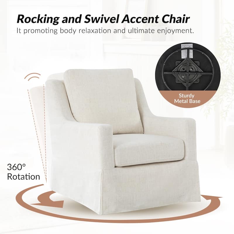 Stan Farmhouse Slipcover Rocking Swivel Chair Set of 2 by HULALA HOME