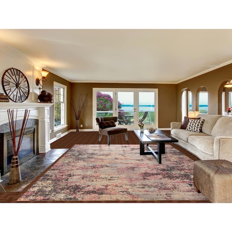 Modern Abstract Indian Rug Hand-Knotted Oriental Wool Carpet - 8'11"x 11'11"