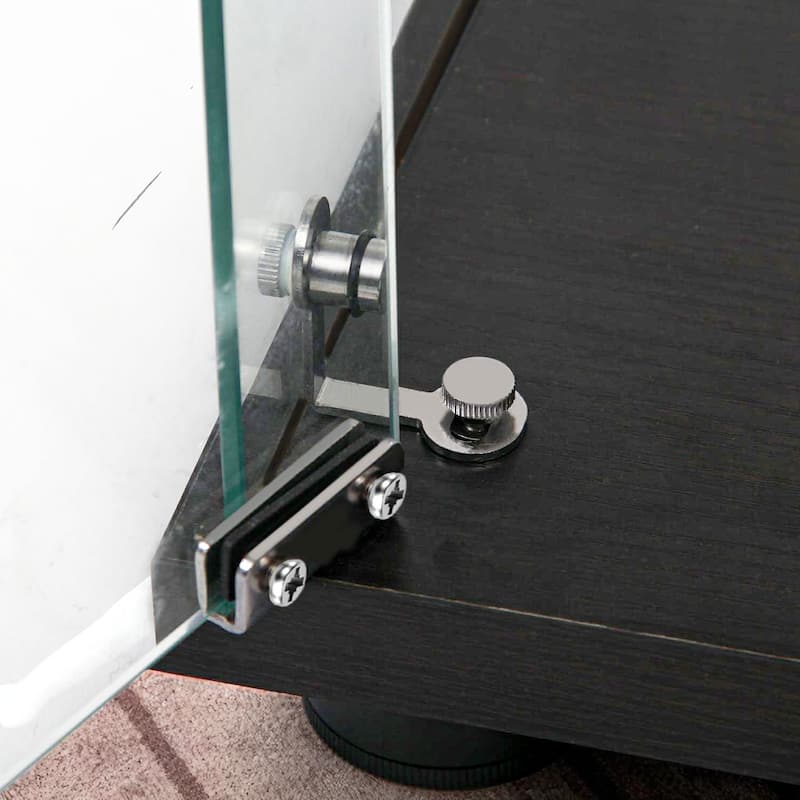 Tempered Glass Display Cabinet with Remote Control LED Lights, Lockable Storage Shelves and Adjustable Feet