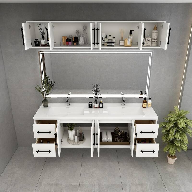 Victoria 72'' Double Sink Wall-Mounted Vanity Set with Motion Sensor LED light Top Cabinet