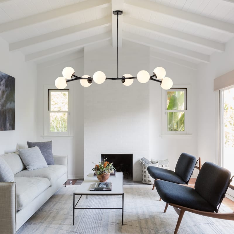 Dimmable Modern Chandelier for Dining Room with Frosted Glass Shade