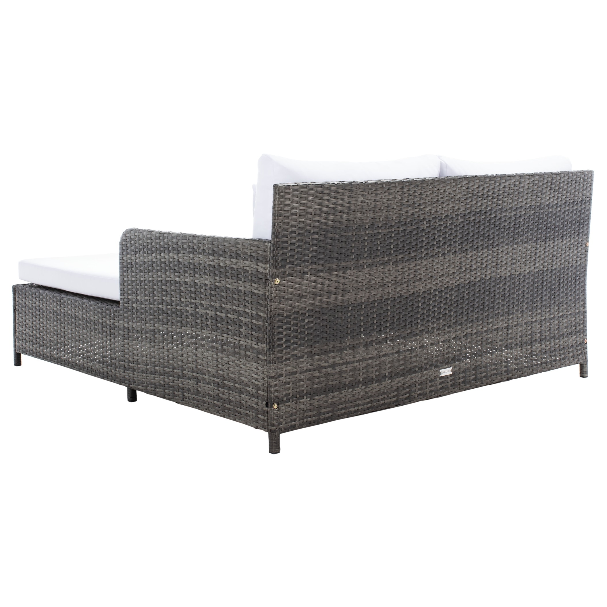 SAFAVIEH Outdoor Cadeo Wicker Daybed with Pillows and Cushions