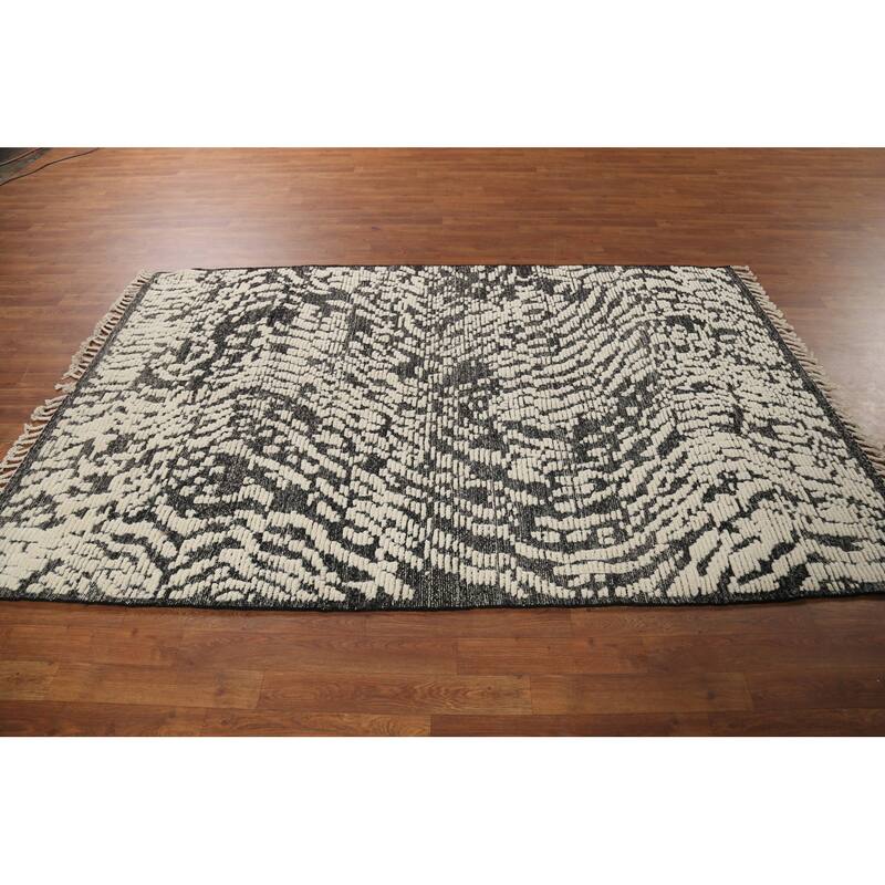 Abstract Moroccan Area Rug Handmade Wool Carpet - 5'0"x 7'11"