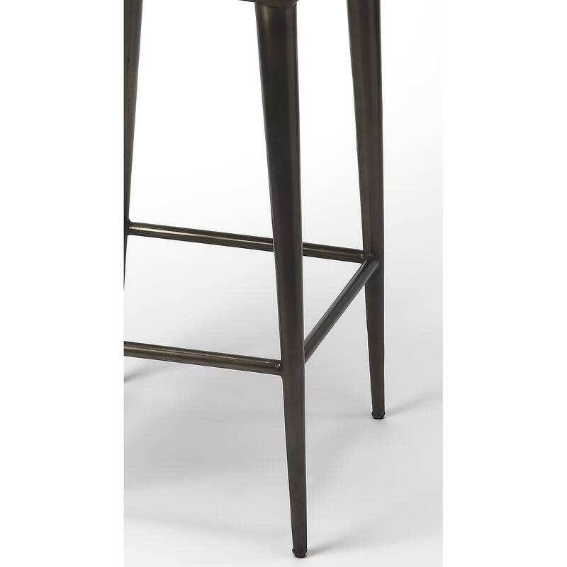 Maxwell 32 in. Seat Height Leather and Iron Bar Height Stool with Back