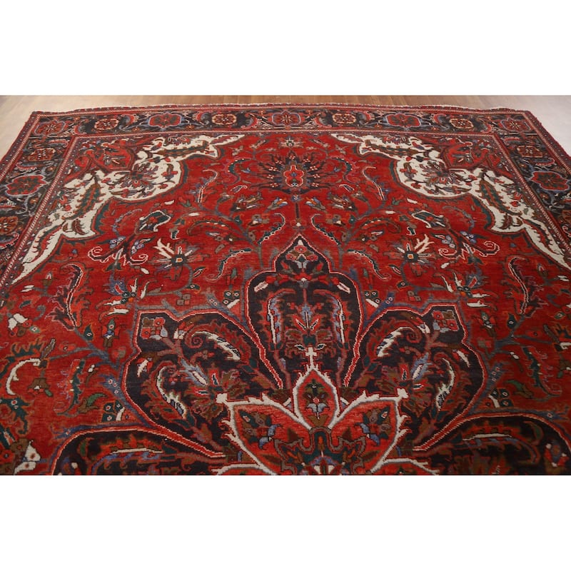 Hand Knotted Oriental 100% Wool Carpet Traditional Floral Red Heriz Area Rug - 13' 8'' X 9' 9''