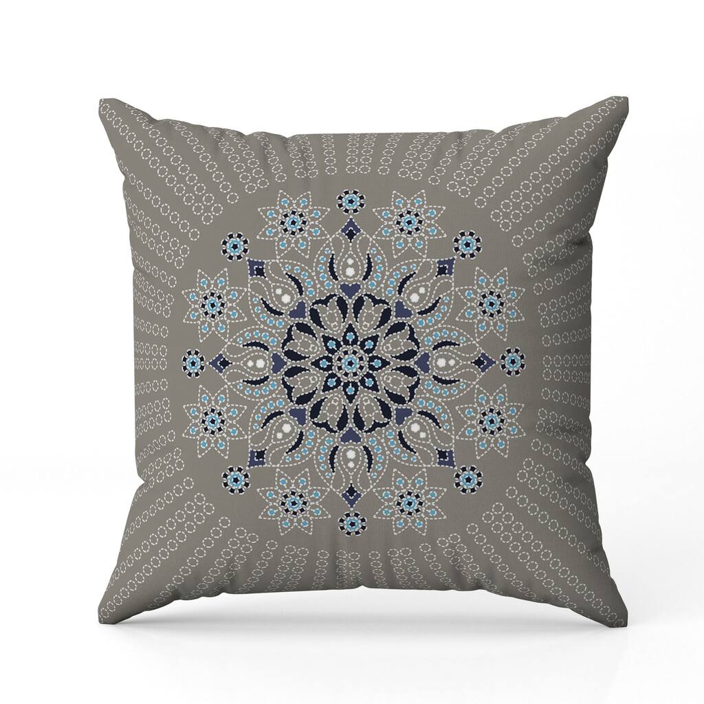 Wisteria Whirl Faux Suede Reversible Throw Pillow Gray and Blue