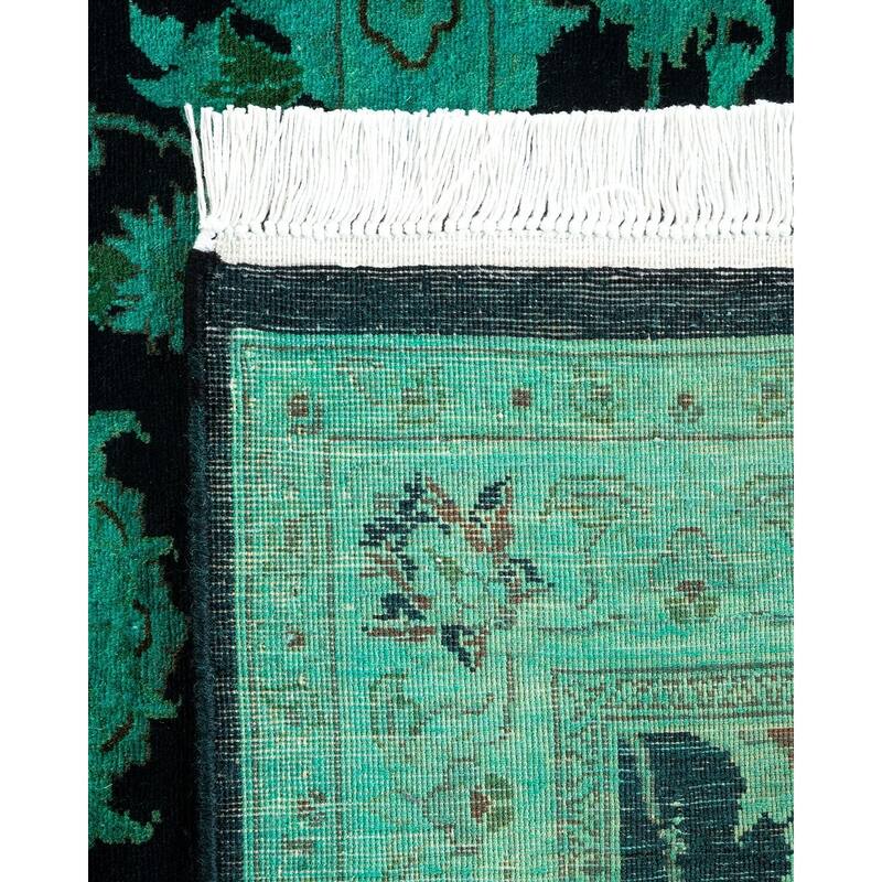 Overton Hand Knotted Wool Vintage Inspired Modern Contemporary Overdyed Black Runner Rug - 2' 7" x 10' 3"