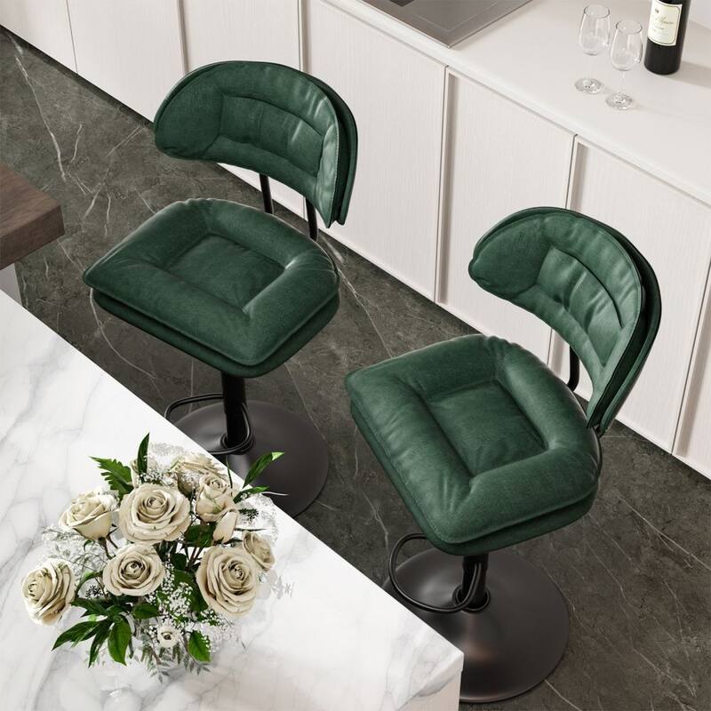 Set of 2 Swivel Bar Stools Adjustable Counter Height