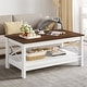 preview thumbnail 39 of 47, Farmhouse Coffee Table with Storage 2-Tier Center Table for Living Room Brown Top+White