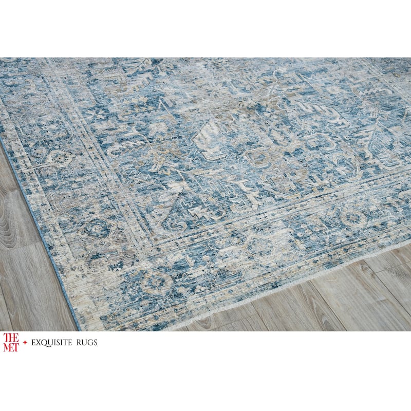 The Met X Exquisite Rugs Antique Loom Blue Area Rug.