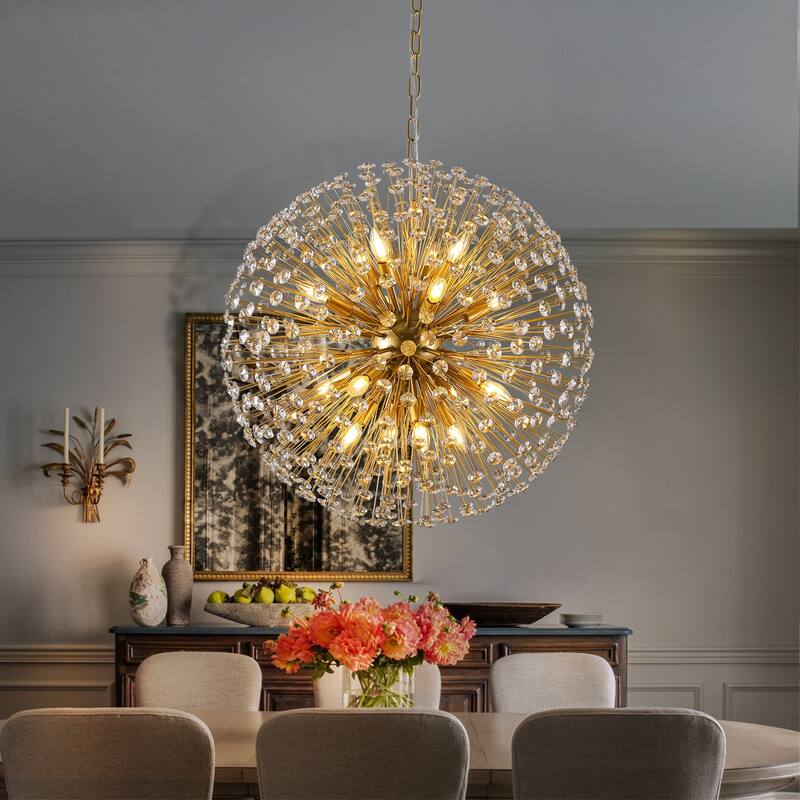 Kibly Modern Firework Crystal Chandelier Sputnik Pendant Lighting - W30" - Gold