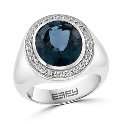EFFY Men's 925 Sterling Silver London Blue and White Topaz Ring