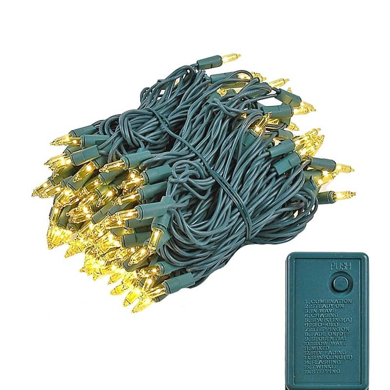 140 Light Chasing Christmas Mini Light Set, Green Wire, 46.5' Long