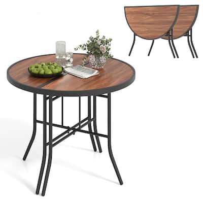Gymax 2PCS Half-Round Folding Event Table Foldable Banquet Table w/