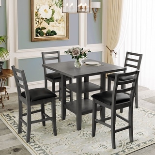 5-Piece Wooden Counter Height Dining Set - Bed Bath & Beyond - 36011810