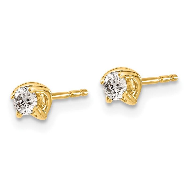 Curata 14k Yellow Gold Diamond Earrings - 4x4mm Wide