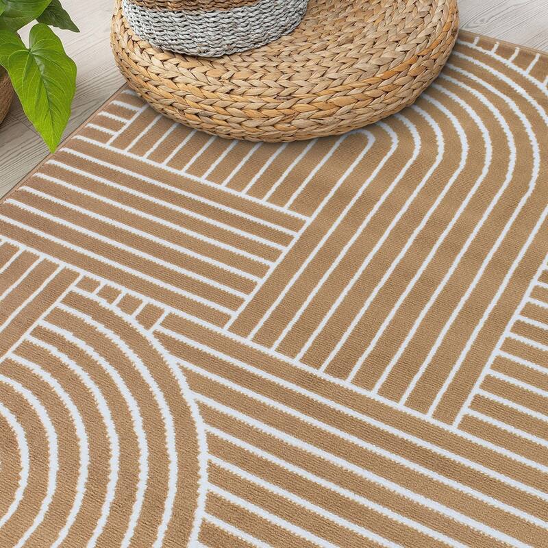 World Rug Gallery Contemporary Stripe Arch Design Area Rug