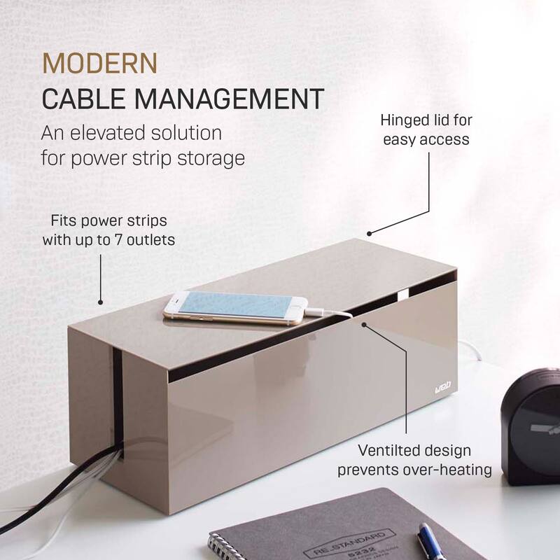 Yamazaki Home Cable Management Box, ABS Plastic, Lid - L 6.1 x W 15.75 x H 5.71 inches
