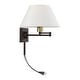 preview thumbnail 4 of 12, Livex Lighting 1-Light Off-White Shade Swing Arm Wall Lamp, 40039