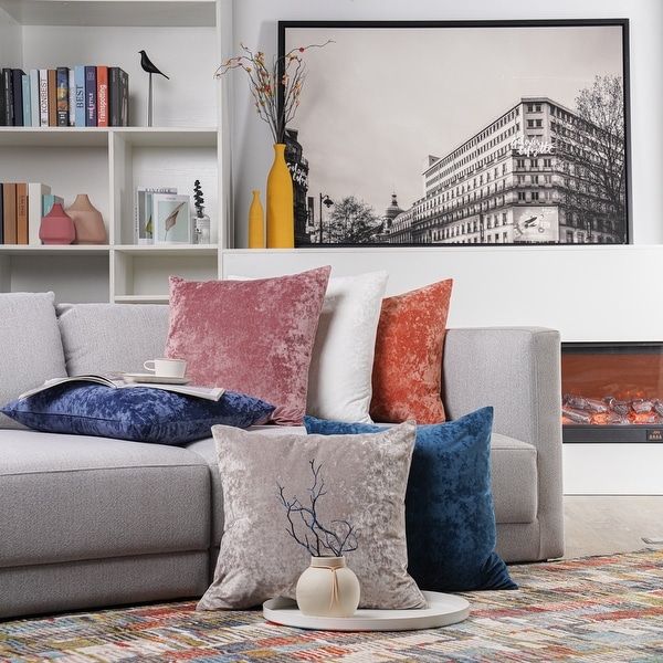 Crushed velvet throw pillows sales