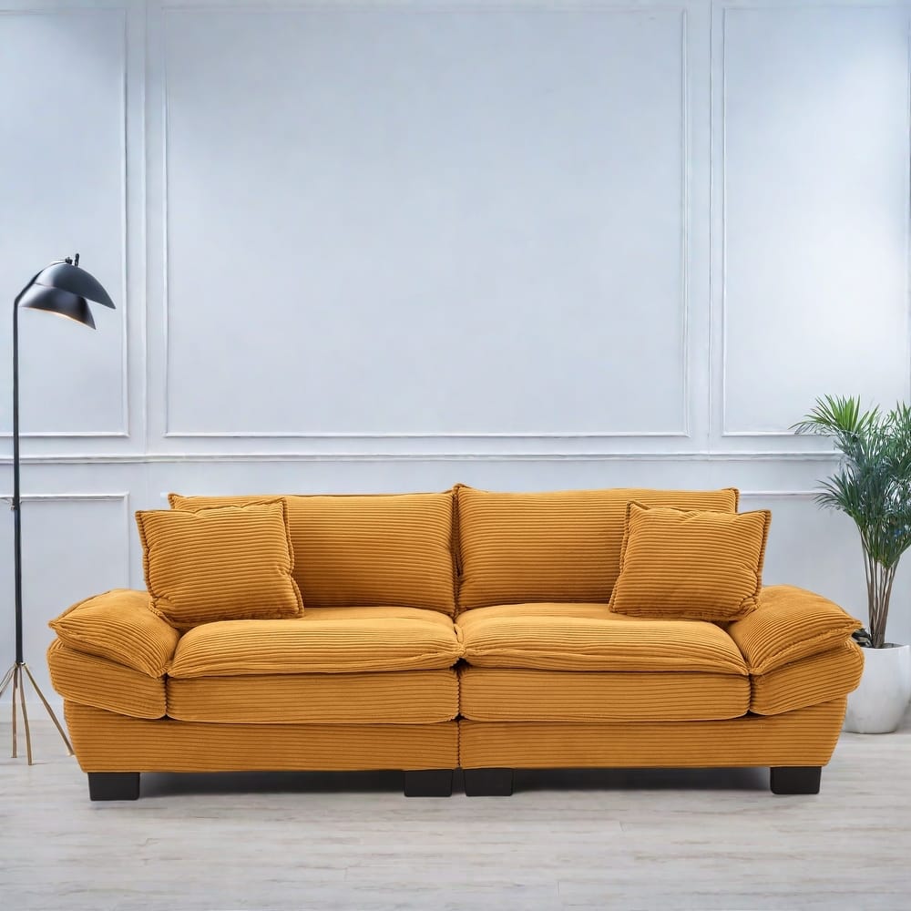 65.5" Upholstered 3-Seater Sofa Couch with Two Pillows and Sturdy Construction