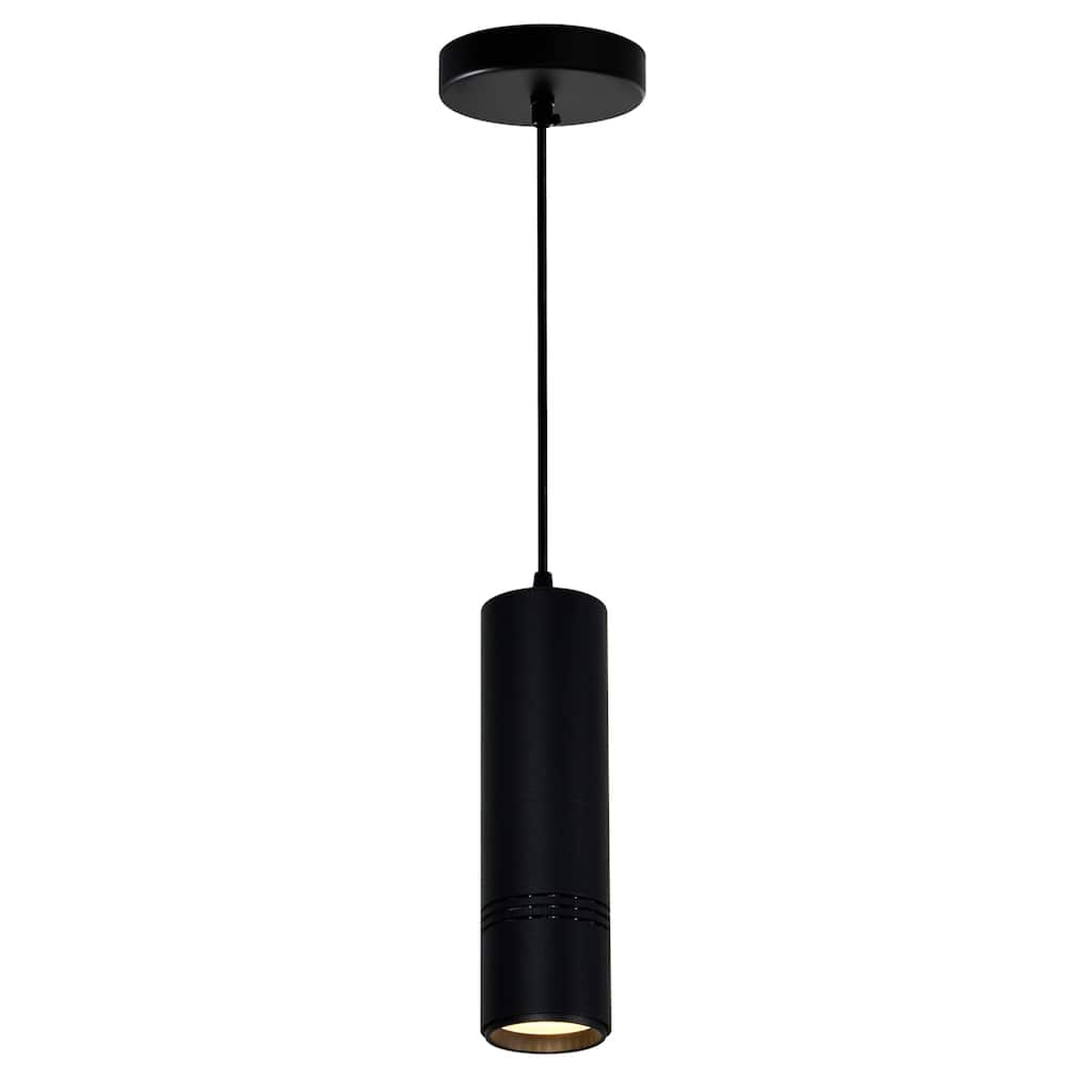 Stowe LED Black & Wood Mini Pendant