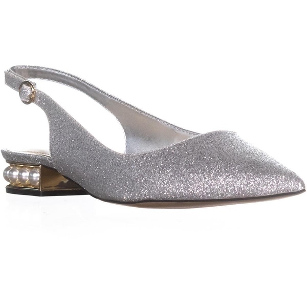silver slingback kitten heels