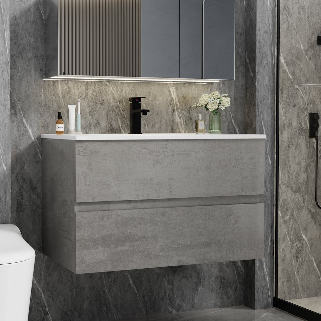 Wall Mounted Bathroom Vanity Sink Combo Cabinet Vanity Set