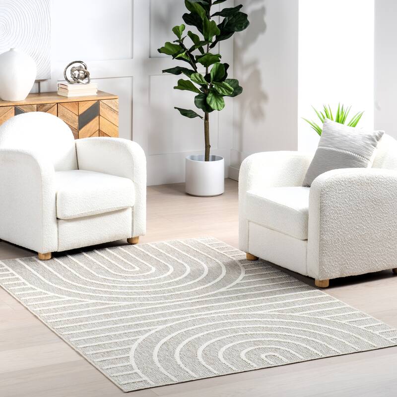 Nuloom Hartlyn Modern Arches Machine Washable Area Rug - 5'3" x 7'7" - Light Grey - Rectangle
