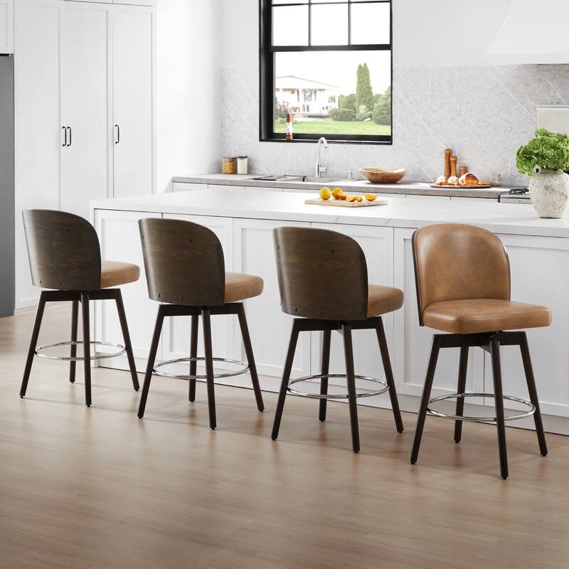 Spruce & Spring Jacob Mid Century Modern Swivel Counter Stools Bentwood Back