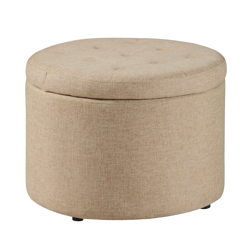 Convenience Concepts Designs4Comfort Round Shoe Storage Ottoman - Tan Fabric