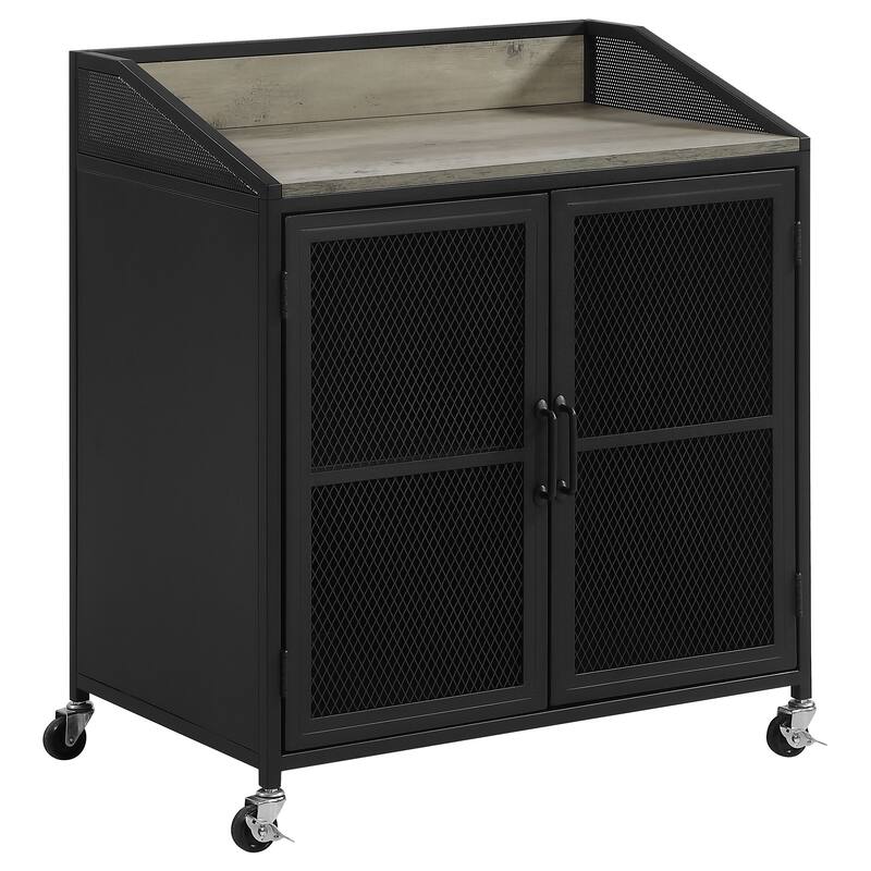 Arlette Sandy Black 2-door Mobile Home Bar Wine Cabinet