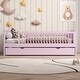 preview thumbnail 3 of 13, Low Profile Twin Size Kids Platform Bed with Guardrail, Multifunctional Wood Bed Frame with Trundle Bed