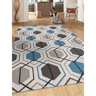 World Rug Gallery Contemporary Geometric Stripe Non-Slip Area Rug