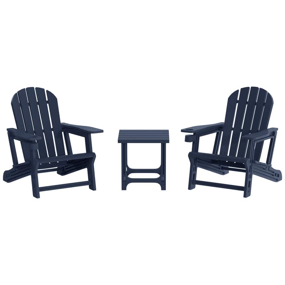 Coastline Outdoor Poly 3-Piece Set Adirondack Chair with Side Table