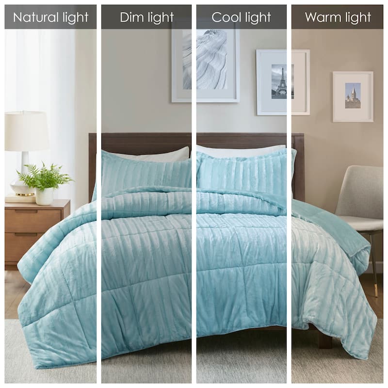 Madison Park York Faux Fur Comforter Mini Set