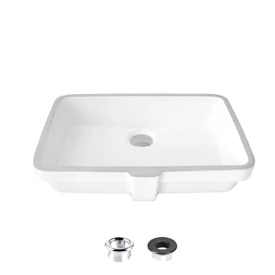 STYLISH 20.37"W x 14.25"D White Rectangular Undermount Bathroom Sink