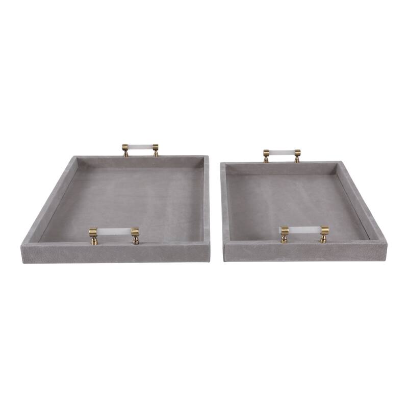 Wood Trays Rectangular Accent Ottoman Styling (Set of 2) - 18/20" Gray - 20.0"