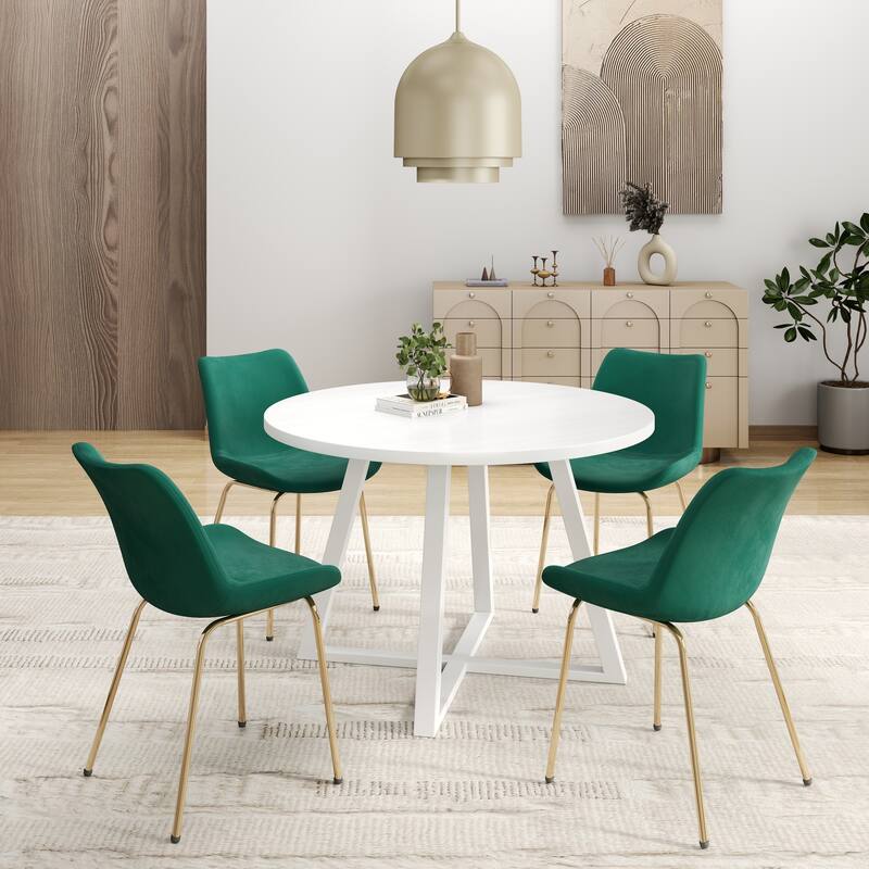 Roundhill Avant 5-Piece Round Dining Set, Trestle Dining Table with 4 Side Chairs