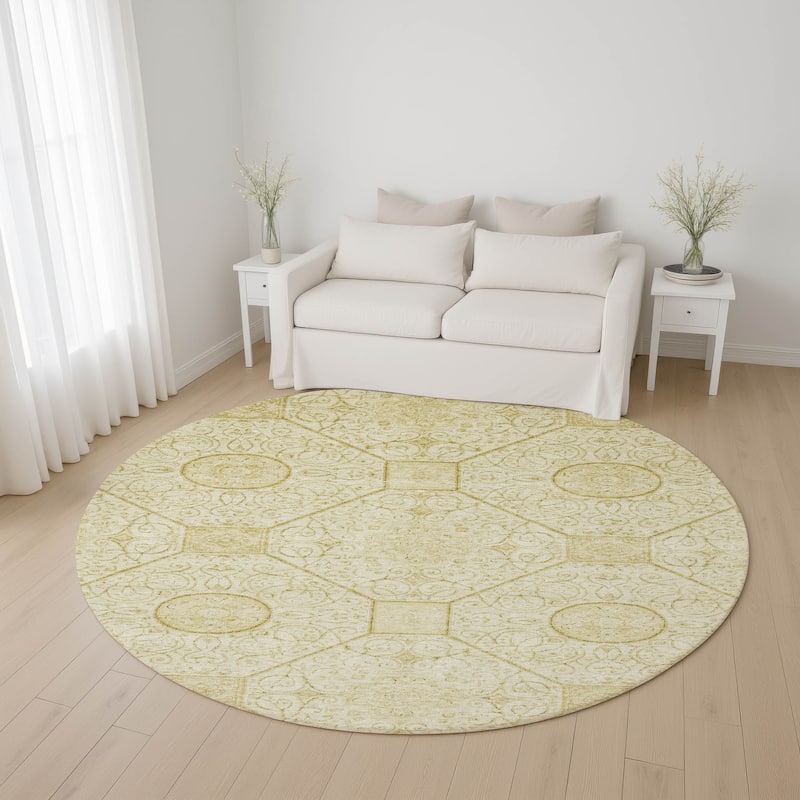 Premium Washable Super Soft Traditional Mosaic Mayfield Rug - Wheat - 8' x 8'