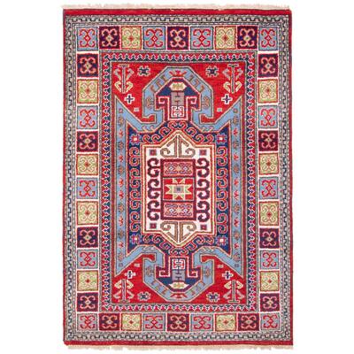 ECARPETGALLERY Hand-knotted Royal Kazak Dark Red Wool Rug - 4'0 x 5'11