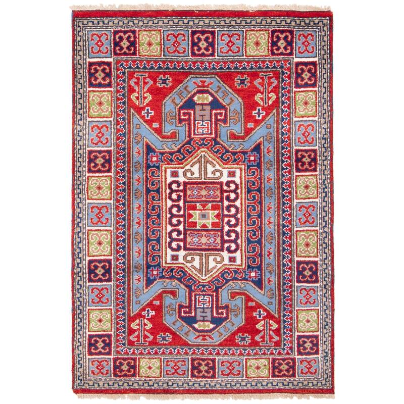 ECARPETGALLERY Hand-knotted Royal Kazak Dark Red Wool Rug - 4'0 x 5'11 - Dark Red - 4'0 x 5'11