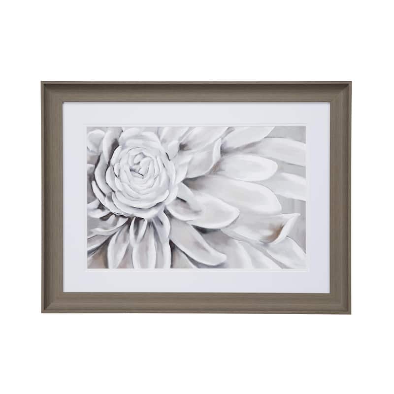 Polystone Floral Wall Decor with Brown Frame - White - Roche River Decor