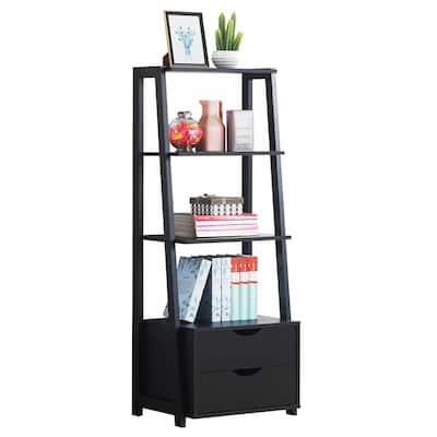 Costway 4-Tier Ladder Shelf Bookshelf Bookcase Storage Display Leaning
