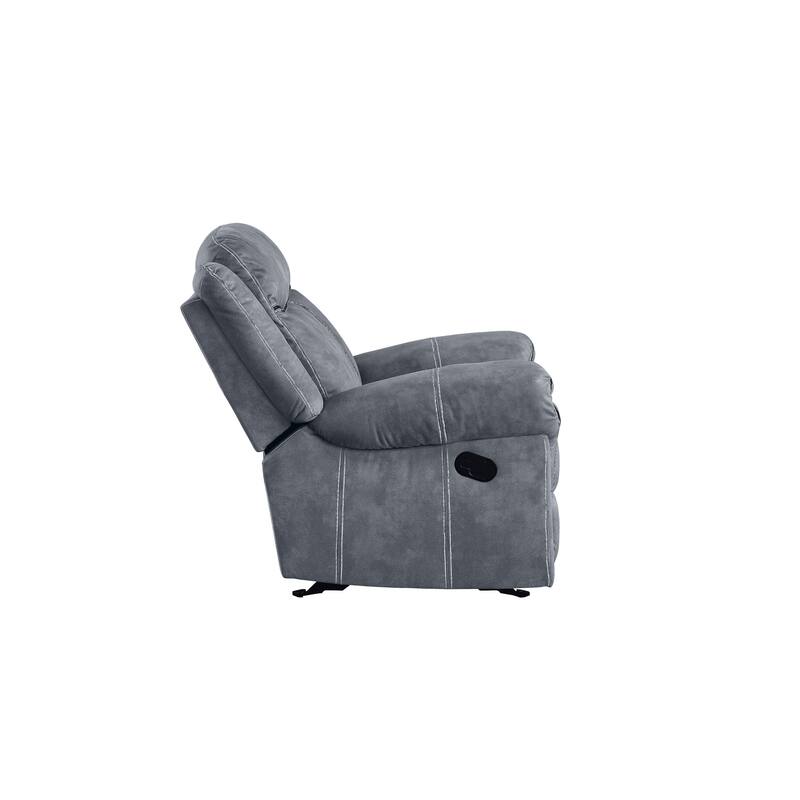Two Tone Gray Velvet Recliner Loveseat W/Usb Port & Console
